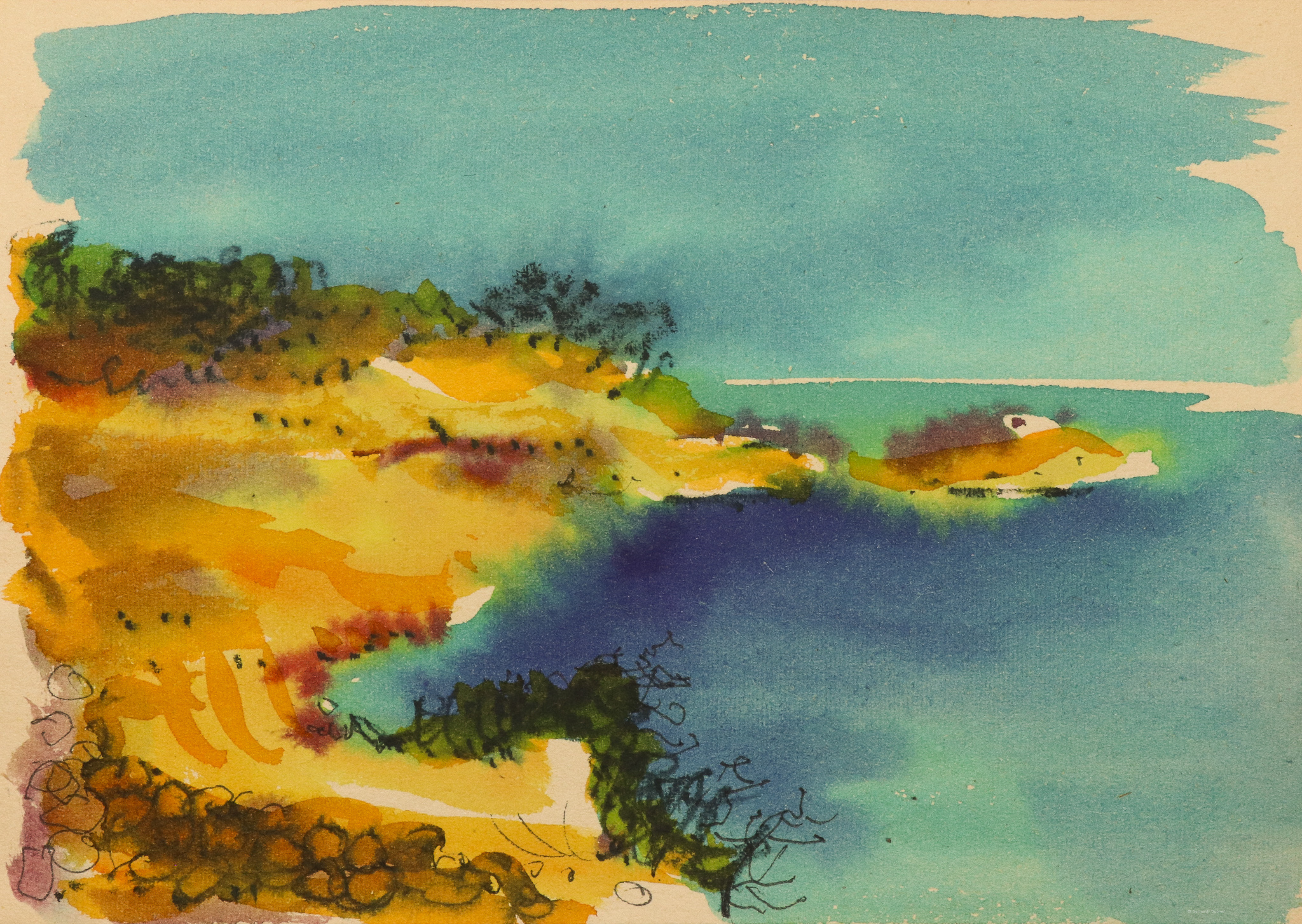 Blaugelbe Meeresbucht